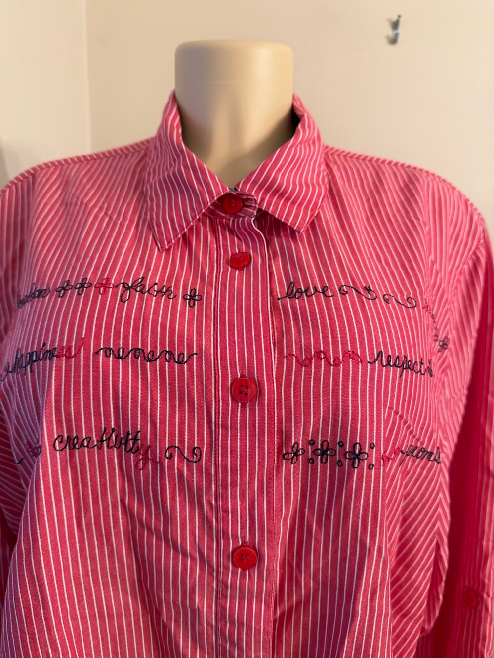 Koret Red and White Striped Button-Up Shirt